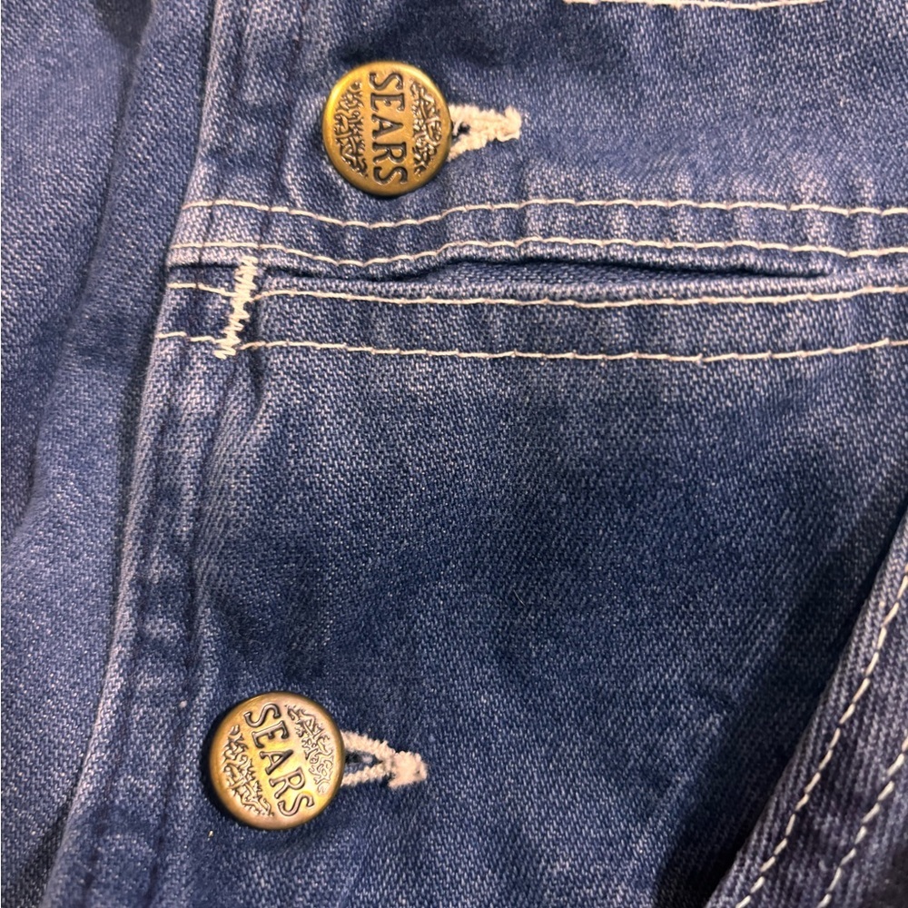 Vintage 1950s Sears Union Made Tradewear Denim Bib Overalls Retro Old School M - Picture 5 of 6